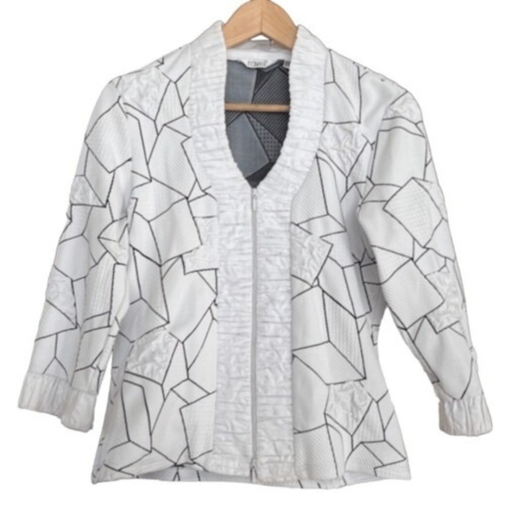 T7 Y2K VTG Ravel Women's Geometric Print Zip Front Blazer Jacket M